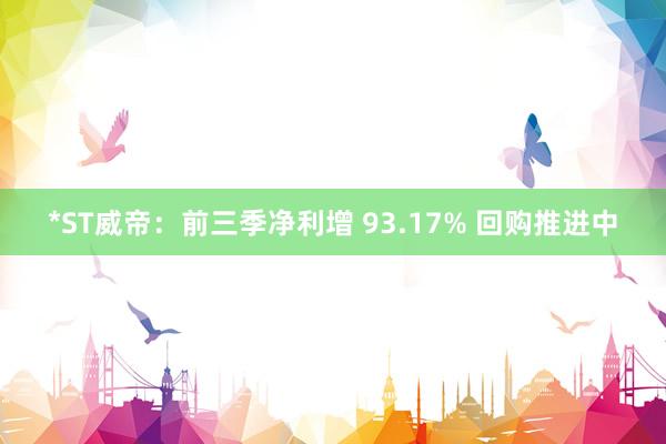 *ST威帝：前三季净利增 93.17% 回购推进中