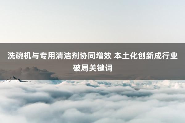 洗碗机与专用清洁剂协同增效 本土化创新成行业破局关键词