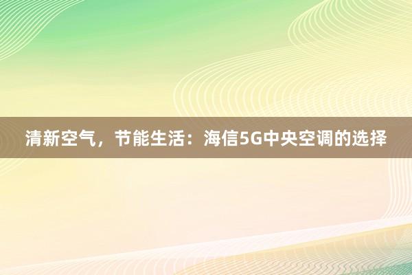 清新空气，节能生活：海信5G中央空调的选择