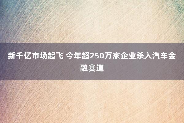 新千亿市场起飞 今年超250万家企业杀入汽车金融赛道