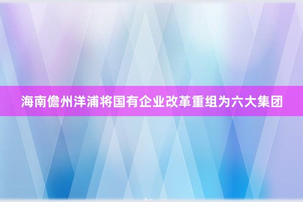 海南儋州洋浦将国有企业改革重组为六大集团