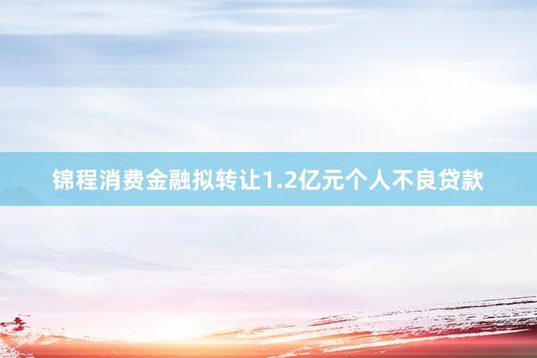 锦程消费金融拟转让1.2亿元个人不良贷款