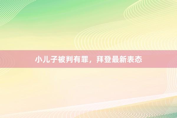 小儿子被判有罪，拜登最新表态