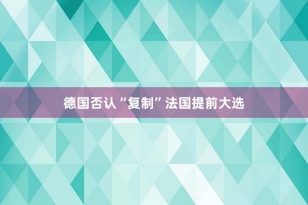 德国否认“复制”法国提前大选