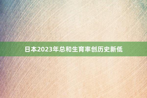 日本2023年总和生育率创历史新低