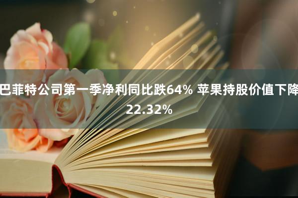 巴菲特公司第一季净利同比跌64% 苹果持股价值下降22.32%