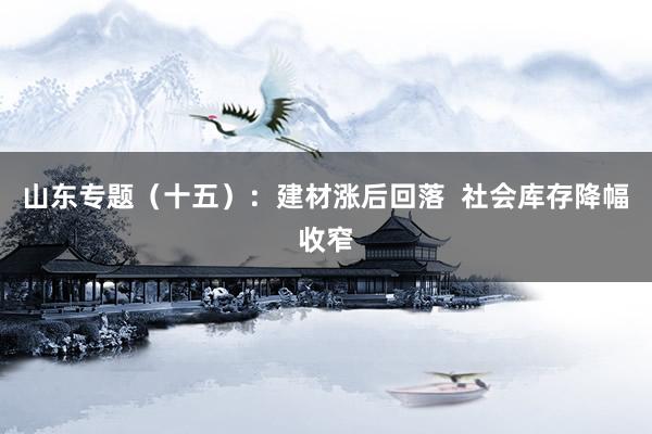 山东专题（十五）：建材涨后回落  社会库存降幅收窄