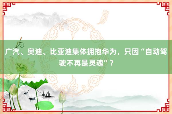 广汽、奥迪、比亚迪集体拥抱华为，只因“自动驾驶不再是灵魂”？