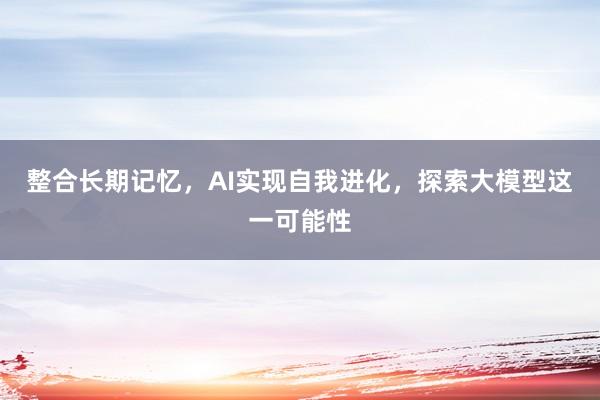 整合长期记忆，AI实现自我进化，探索大模型这一可能性