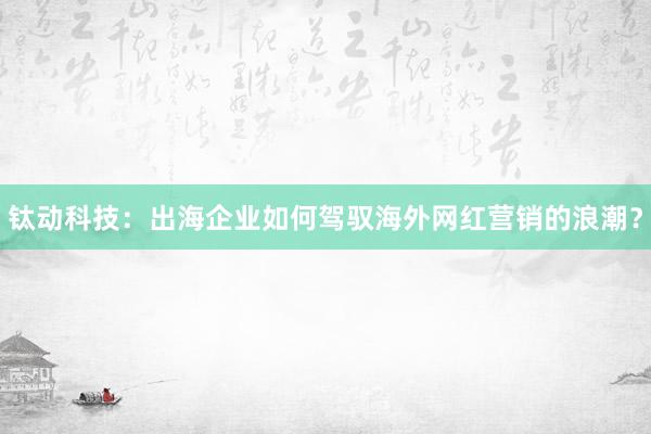 钛动科技：出海企业如何驾驭海外网红营销的浪潮？