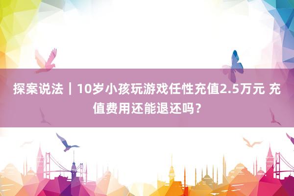 探案说法｜10岁小孩玩游戏任性充值2.5万元 充值费用还能退还吗？