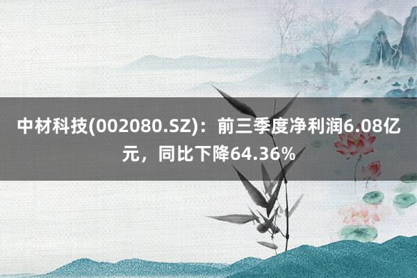 中材科技(002080.SZ)：前三季度净利润6.08亿元，同比下降64.36%