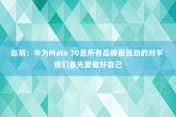 赵明：华为Mate 70是所有品牌最强劲的对手 我们首先要做好自己