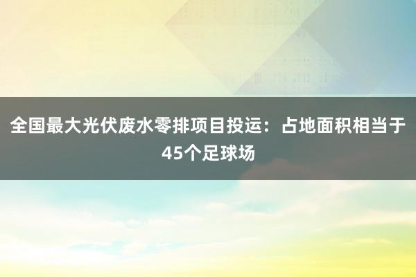 全国最大光伏废水零排项目投运：占地面积相当于45个足球场