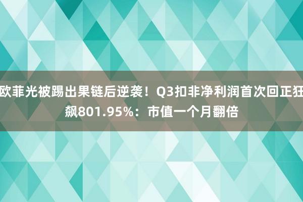 欧菲光被踢出果链后逆袭！Q3扣非净利润首次回正狂飙801.95%：市值一个月翻倍