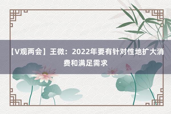 【V观两会】王微：2022年要有针对性地扩大消费和满足需求