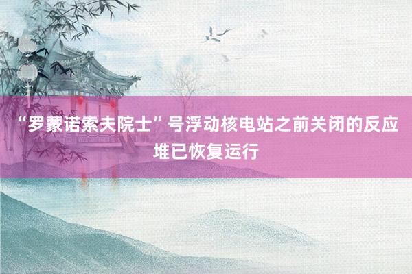 “罗蒙诺索夫院士”号浮动核电站之前关闭的反应堆已恢复运行