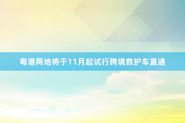 粤港两地将于11月起试行跨境救护车直通