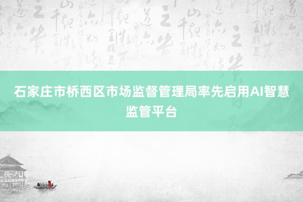 石家庄市桥西区市场监督管理局率先启用AI智慧监管平台