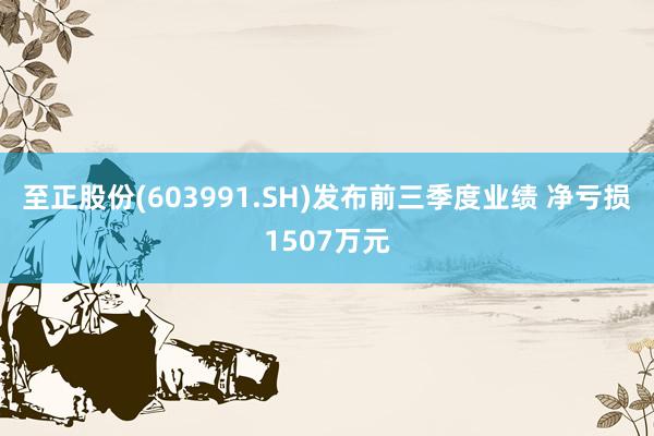 至正股份(603991.SH)发布前三季度业绩 净亏损1507万元