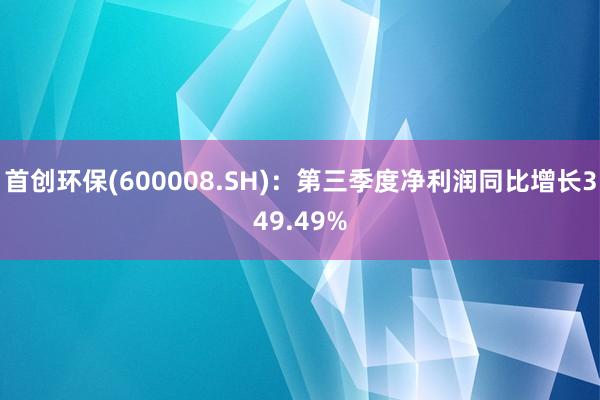 首创环保(600008.SH)：第三季度净利润同比增长349.49%