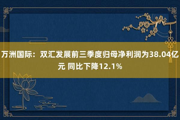 万洲国际：双汇发展前三季度归母净利润为38.04亿元 同比下降12.1%