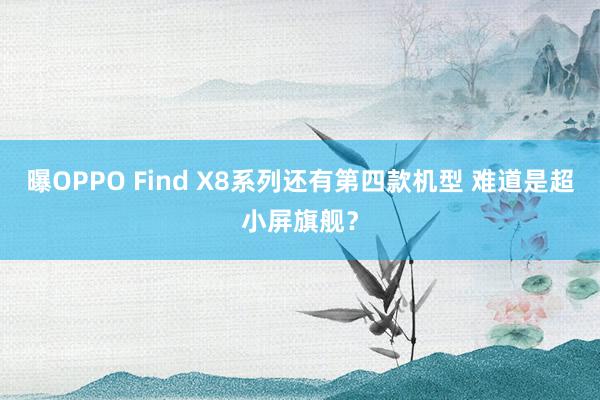 曝OPPO Find X8系列还有第四款机型 难道是超小屏旗舰？