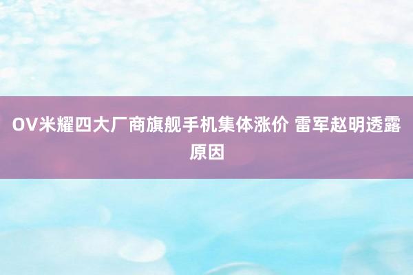 OV米耀四大厂商旗舰手机集体涨价 雷军赵明透露原因