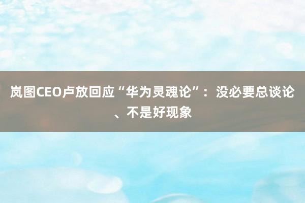 岚图CEO卢放回应“华为灵魂论”：没必要总谈论、不是好现象