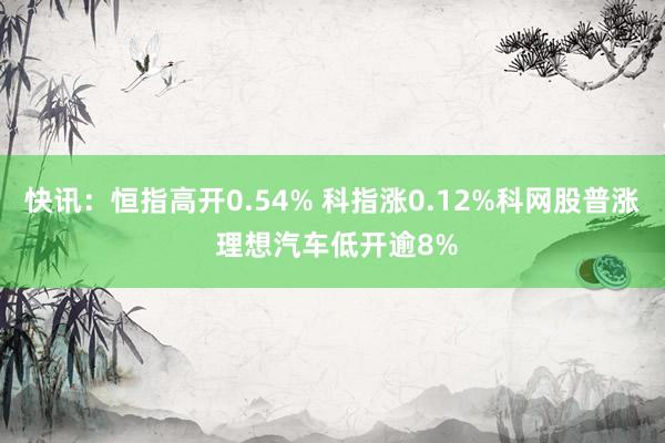 快讯：恒指高开0.54% 科指涨0.12%科网股普涨 理想汽车低开逾8%