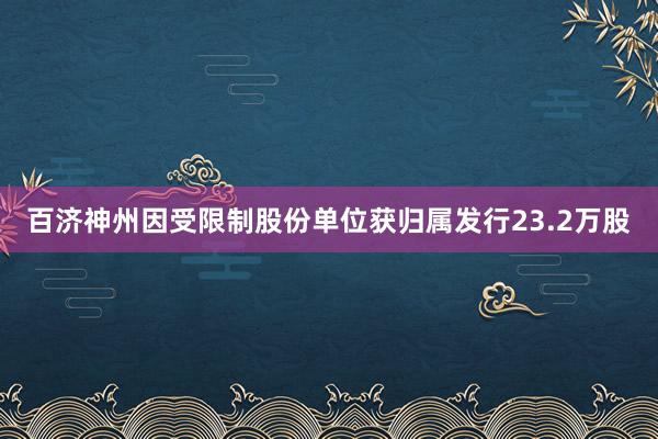 百济神州因受限制股份单位获归属发行23.2万股