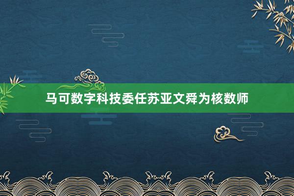 马可数字科技委任苏亚文舜为核数师