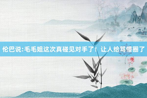 伦巴说:毛毛姐这次真碰见对手了！让人给骂懵圈了