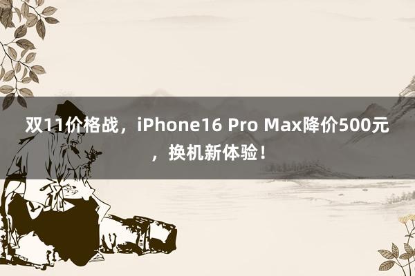 双11价格战，iPhone16 Pro Max降价500元，换机新体验！