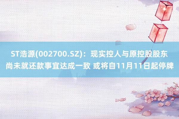 ST浩源(002700.SZ)：现实控人与原控股股东尚未就还款事宜达成一致 或将自11月11日起停牌