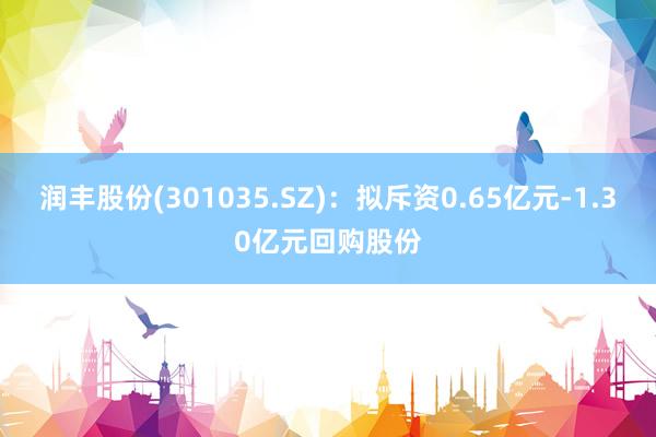 润丰股份(301035.SZ)：拟斥资0.65亿元-1.30亿元回购股份