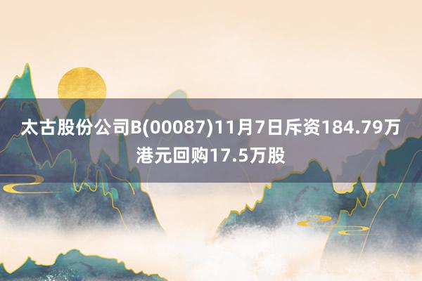 太古股份公司B(00087)11月7日斥资184.79万港元回购17.5万股