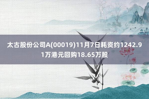 太古股份公司A(00019)11月7日耗资约1242.91万港元回购18.65万股