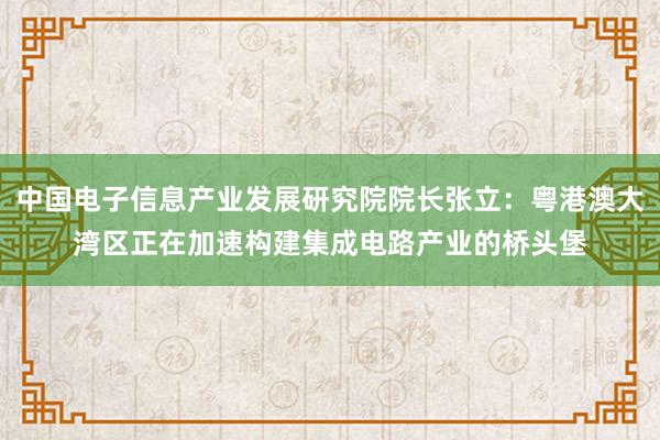 中国电子信息产业发展研究院院长张立：粤港澳大湾区正在加速构建集成电路产业的桥头堡