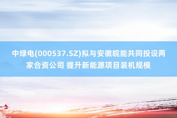 中绿电(000537.SZ)拟与安徽皖能共同投设两家合资公司 提升新能源项目装机规模