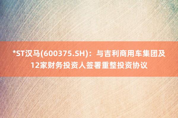 *ST汉马(600375.SH)：与吉利商用车集团及12家财务投资人签署重整投资协议