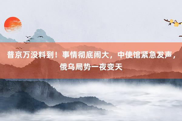 普京万没料到！事情彻底闹大，中使馆紧急发声，俄乌局势一夜变天