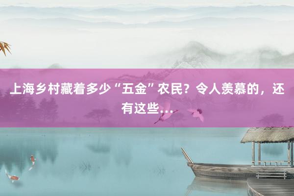 上海乡村藏着多少“五金”农民？令人羡慕的，还有这些…