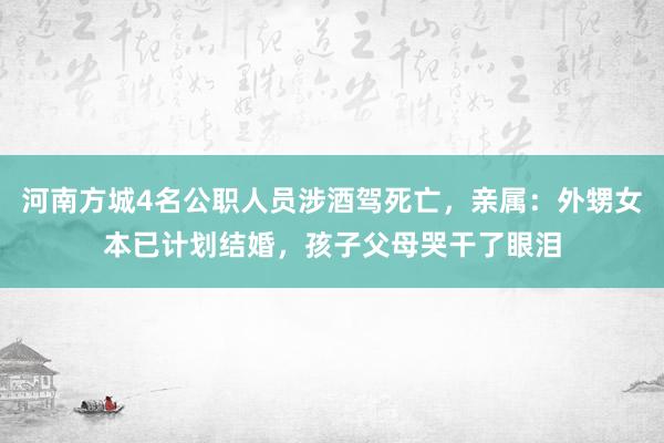 河南方城4名公职人员涉酒驾死亡，亲属：外甥女本已计划结婚，孩子父母哭干了眼泪