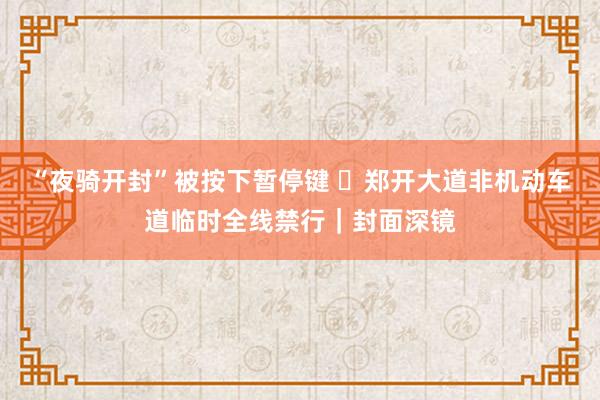 “夜骑开封”被按下暂停键  郑开大道非机动车道临时全线禁行｜封面深镜