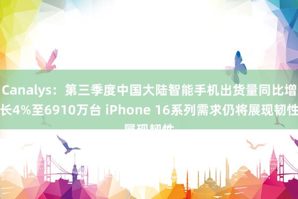 Canalys：第三季度中国大陆智能手机出货量同比增长4%至6910万台 iPhone 16系列需求仍将展现韧性