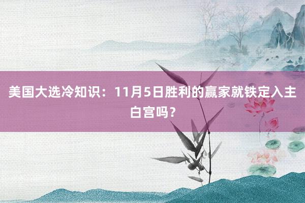 美国大选冷知识：11月5日胜利的赢家就铁定入主白宫吗？