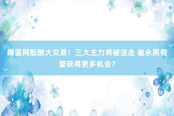 曝篮网酝酿大交易！三大主力将被送走 崔永熙有望获得更多机会？