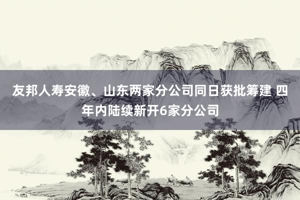 友邦人寿安徽、山东两家分公司同日获批筹建 四年内陆续新开6家分公司