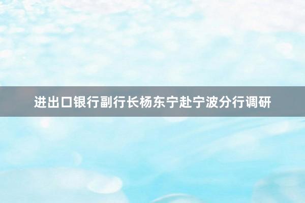 进出口银行副行长杨东宁赴宁波分行调研